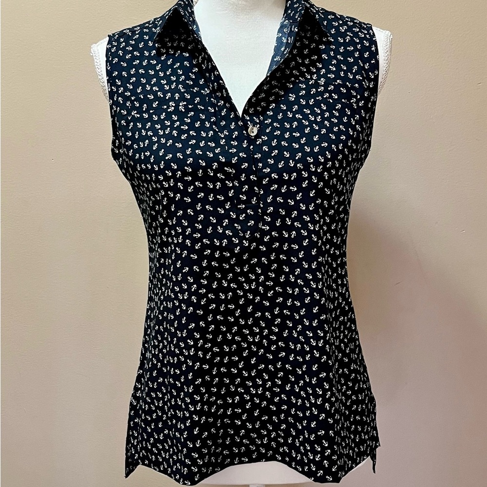 Ann Taylor Navy Blue Sleeveless Blouse Size XSPetite